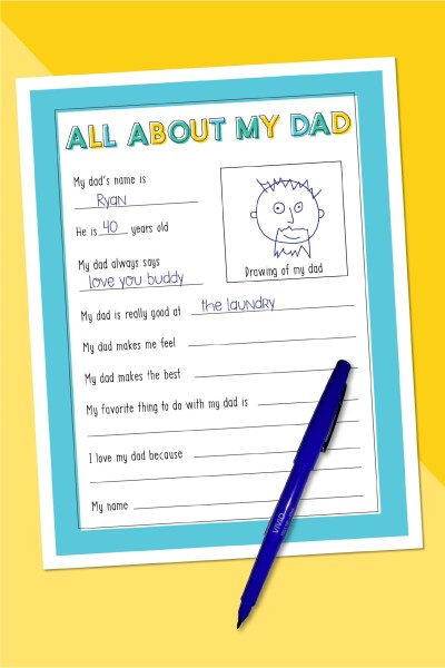 Printable All About My Dad