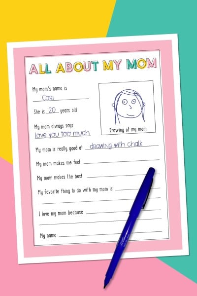Printable All About my Mom page