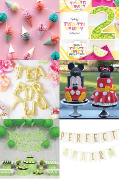 Throwing a birthday party for twins is double the fun! Here are a bunch of party ideas that are perfect for a pair.