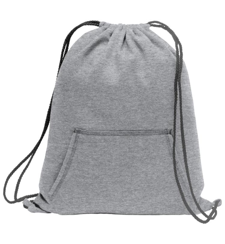 A close up of a plain grey canvas bag