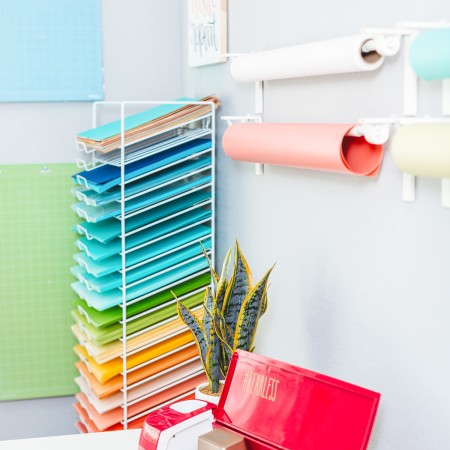 A wire scrapbook paper rack