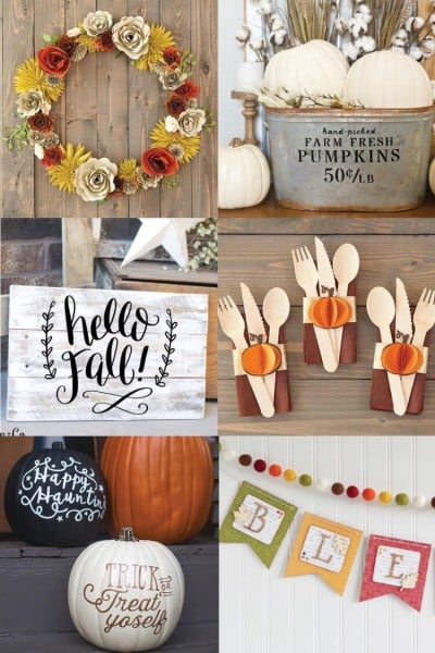 Nine Cricut Fall projects pictured