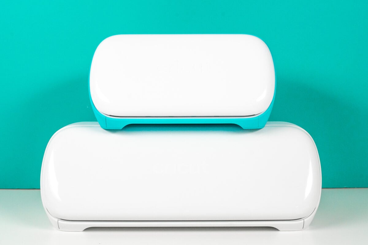 Cricut Joy Xtra with Cricut Joy stacked on top to show size comparison.