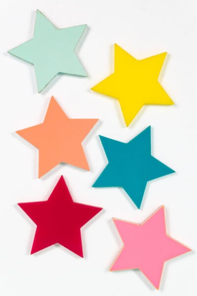 Stars cut out of a variety of acrylic colors