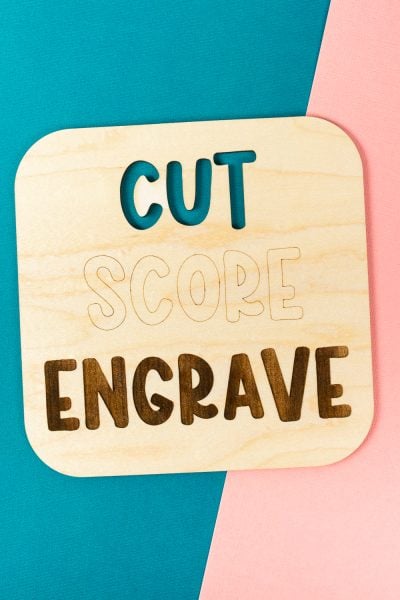 Cut Score and Engrave processes on piece of plywood