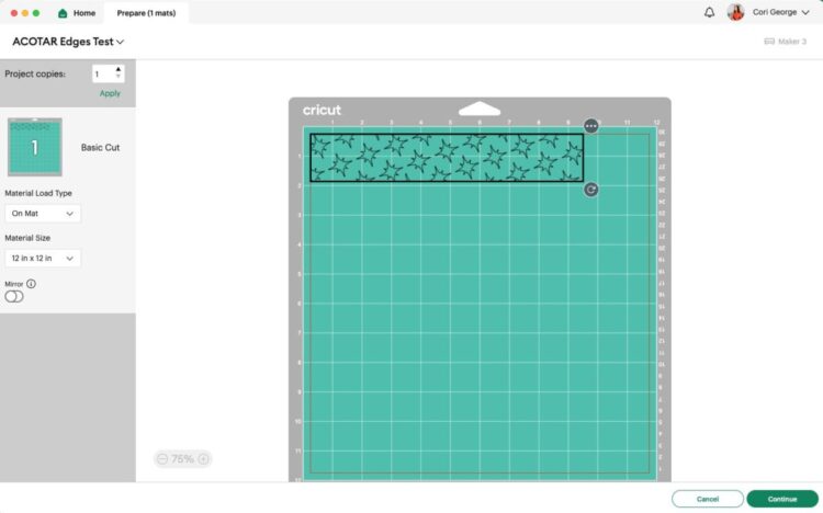 Design Space: rotated design on mat