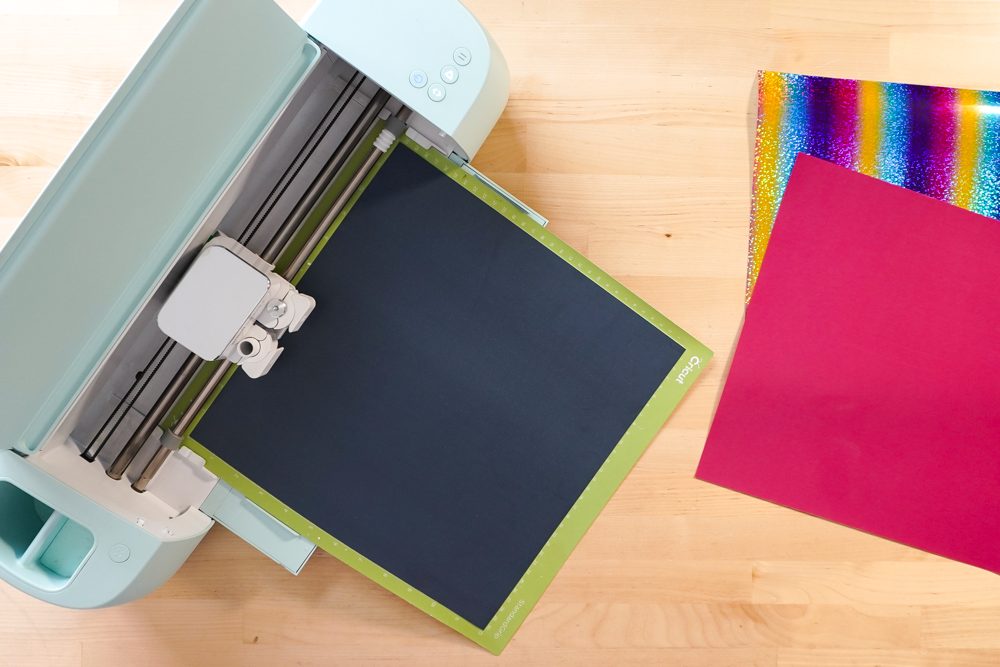 Cricut cutting black glitter HTV