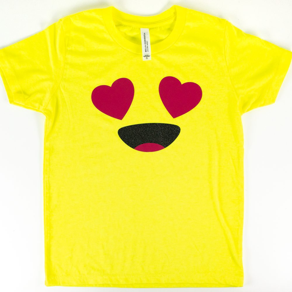 Yellow t-shirt with emoji transfer