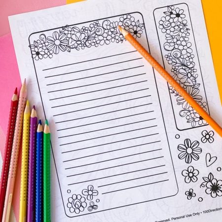 Floral bookmark and reading log