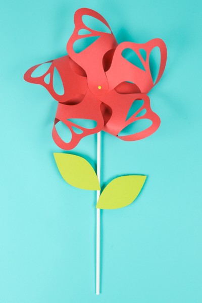 A pinwheel cut out of paper