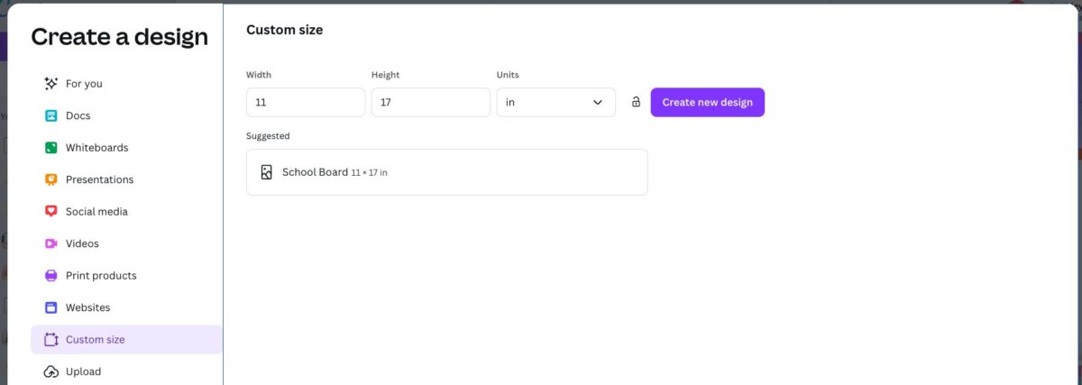 Create a design scfreen in Canva