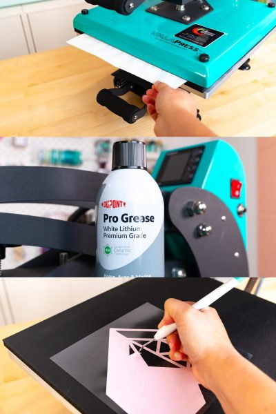 Collage of heat press hacks