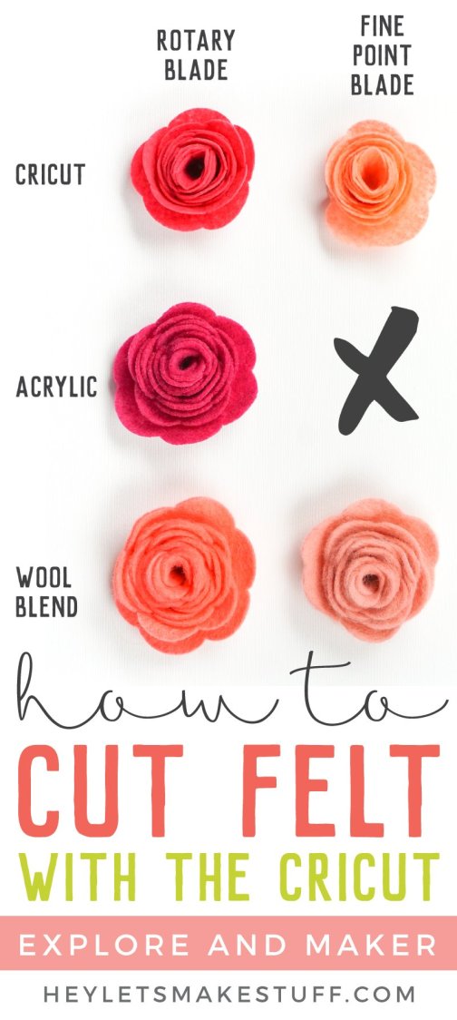Image of felt flowers on how to cut felt with a Cricut Explore and Maker by HEYLETSMAKESTUFF.COM