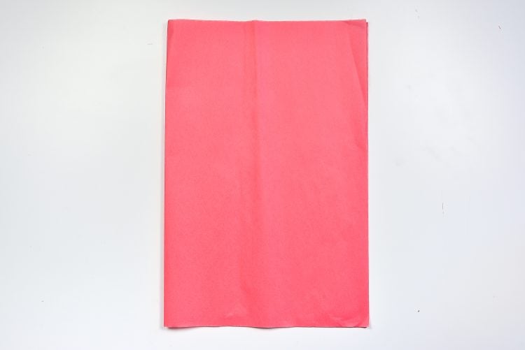 How to Make Tissue Paper Flowers: Fold the Pieces of Tissue Paper In Half