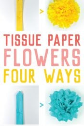 Tissue paper flowers make a gorgeous event decor with a big impact—think weddings, baby showers, bridal showers and more! Learn how to make easy tissue paper flowers, as well as different methods for cutting the petals to create four unique styles.
