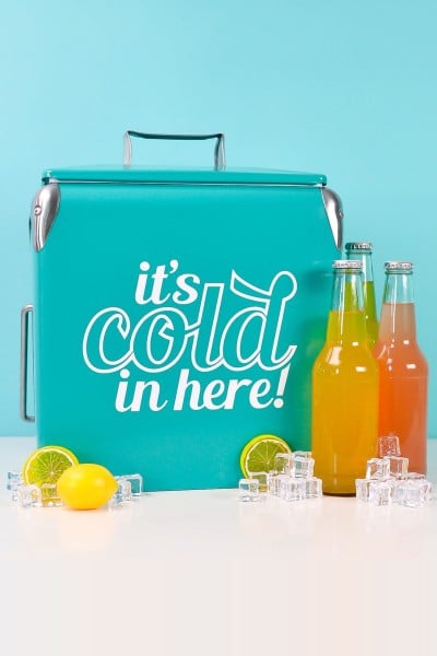 Final ice cooler, staged with drinks and fake ice