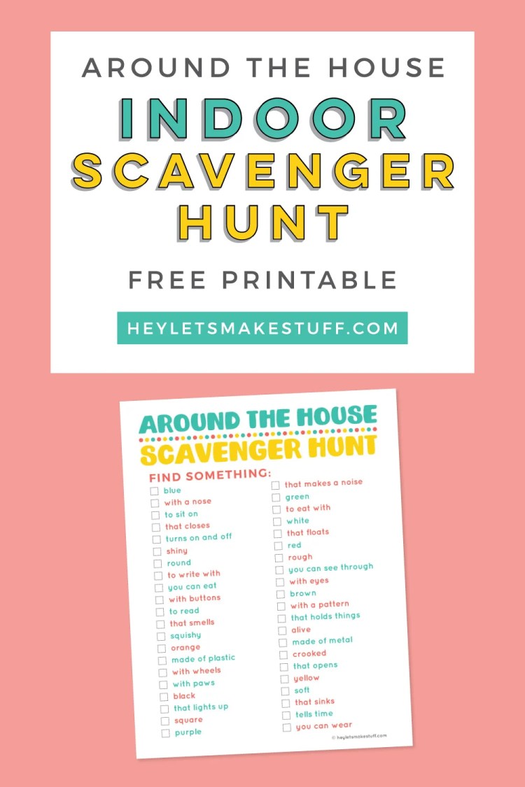 Printable "Around the House" scavenger hunt pin image