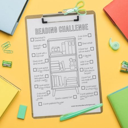 Kid's printable reading challenge coloring page