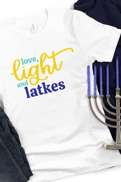 Love Light and Latkes on a T-shirt
