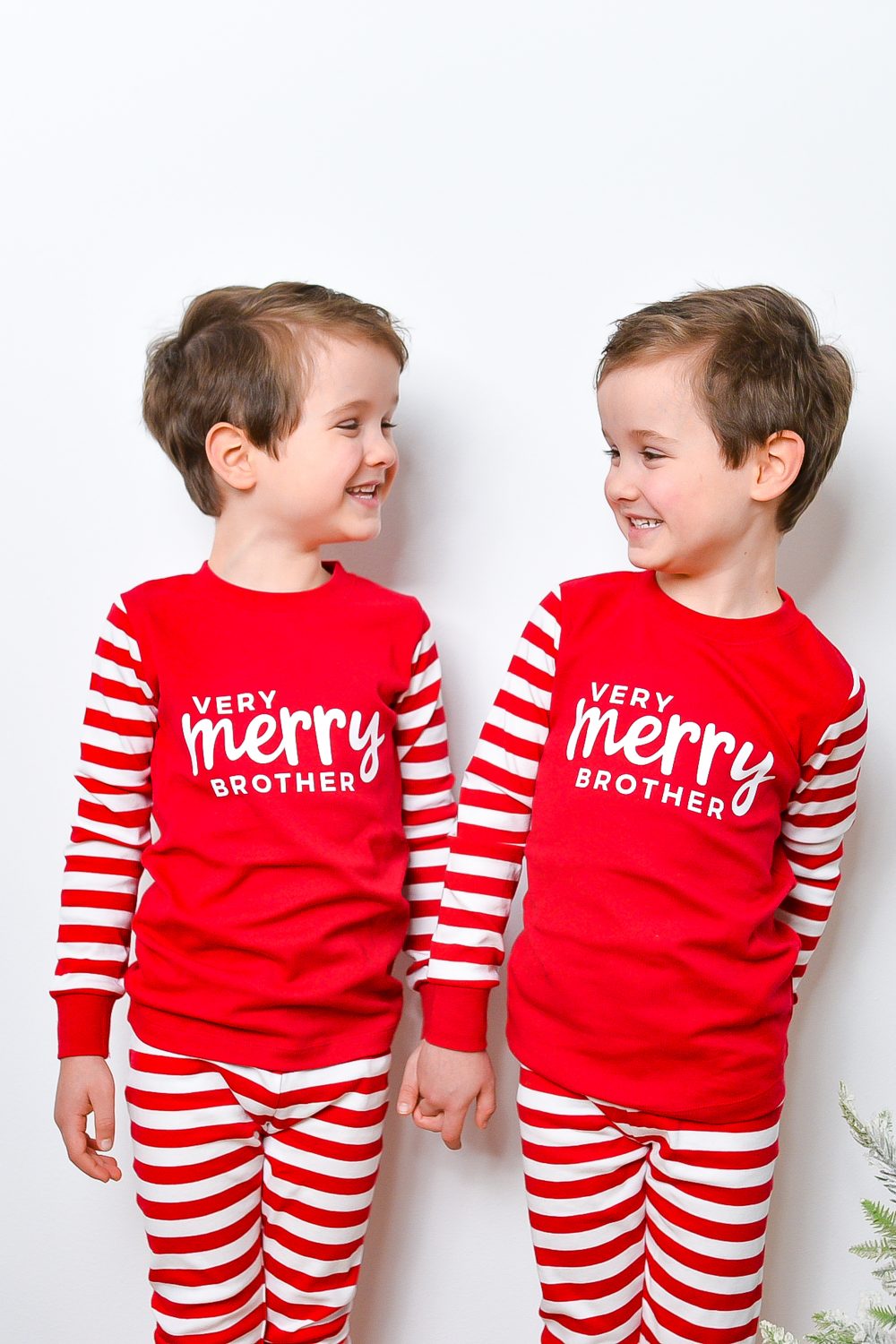 Boys wearing Very Merry Brother jammies