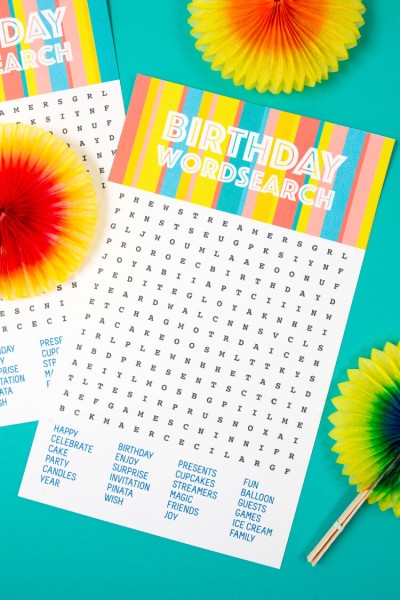 Celebrate that special day with this fun word search! This free printable birthday word search is great for parties and goodie bags.