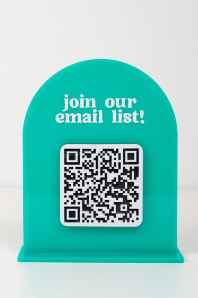 Teal QR Code Sign
