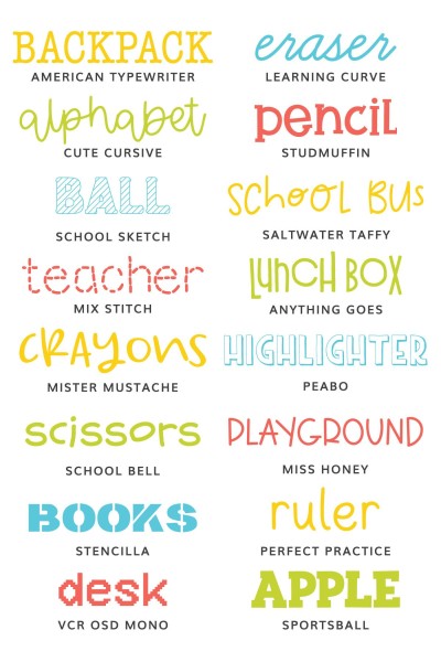 All the school fonts featured in this post