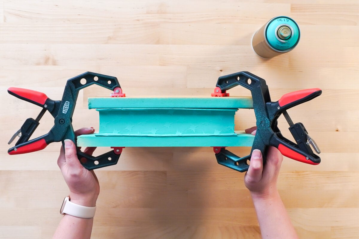 book with sprayed edges still in clamp