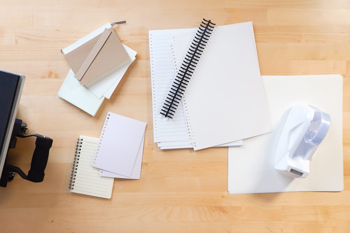Sublimation notebooks before sublimation and assembly
