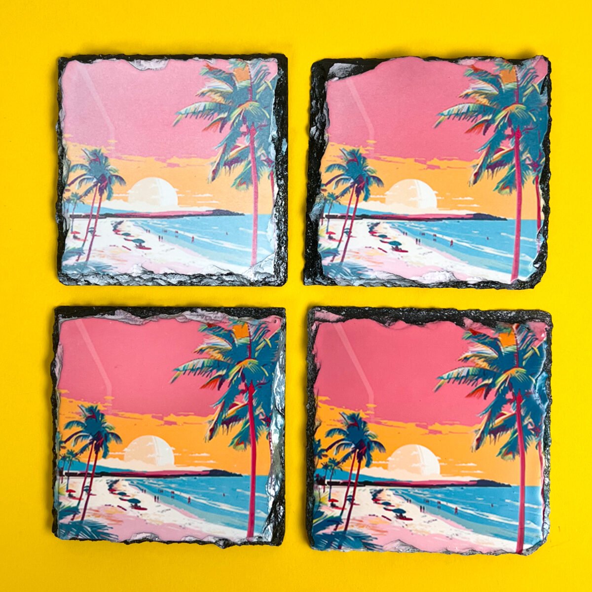 Examples of sublimate slates pressed with different variables