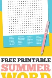 Summer word search puzzle pin image