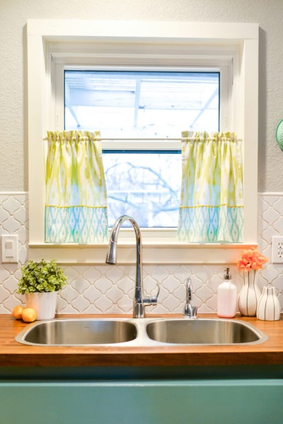 A window above a kitchen sink