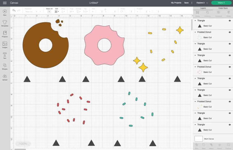 Cricut Design Space: Each layer on its own with its own registration marks.