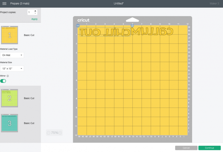 Cricut Design Space: Prepare screen with decals on mats