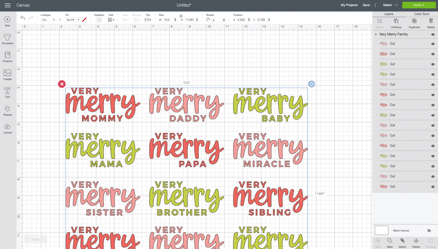 Cricut Design Space: Uploaded Very Merry SVG