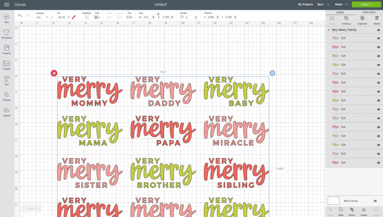 Cricut Design Space: Uploaded Very Merry SVG