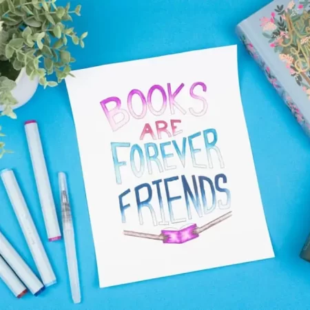 “Books Are Friends” coloring page