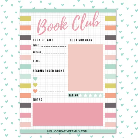 Printable book club reading tracker